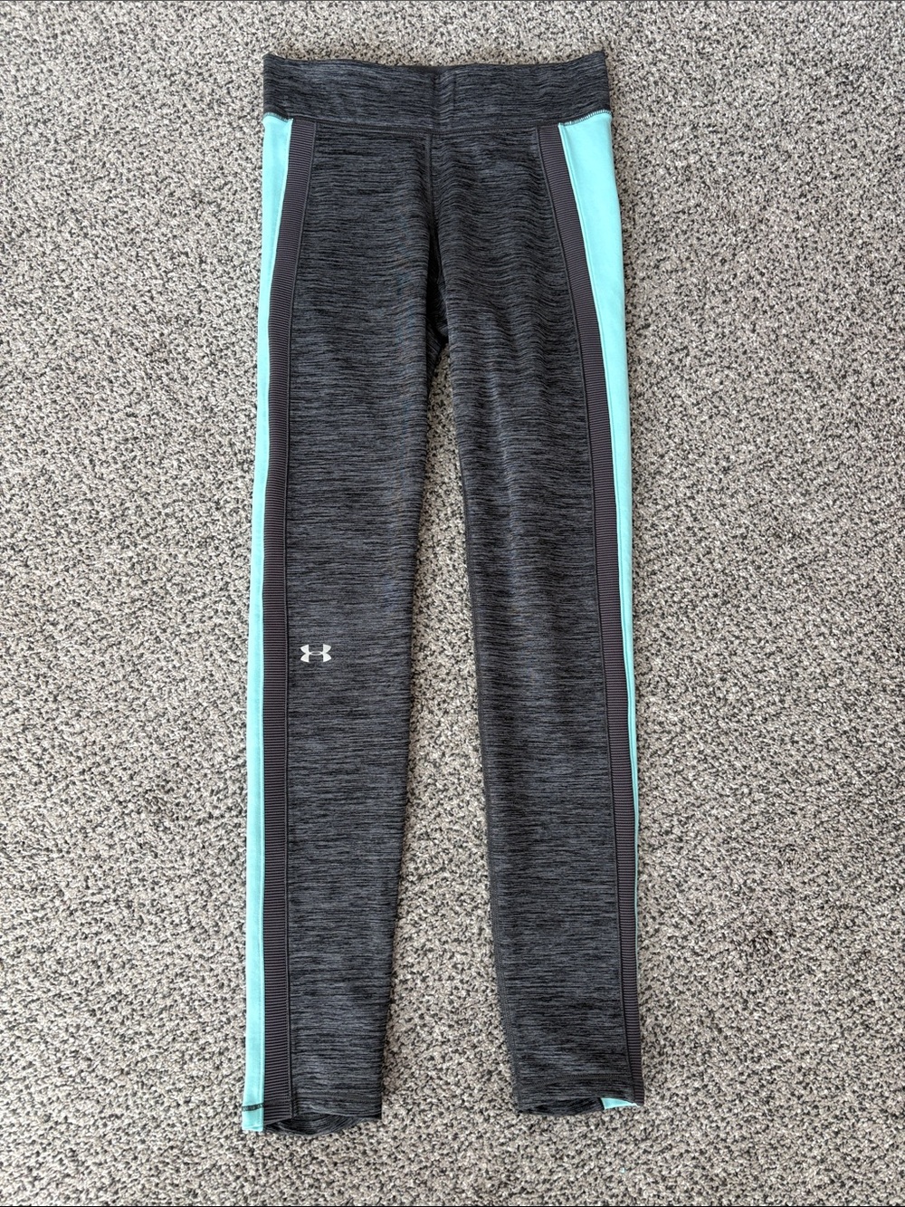 Under Armour Gray Leggings with Aqua Side Panels